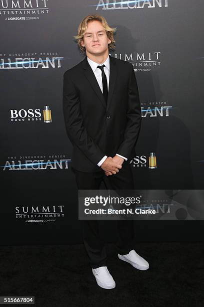 Internet personality Joshua Holz attends the premiere of "Allegiant" held at the AMC Loews Lincoln Square 13 theater on March 14, 2016 in New York...