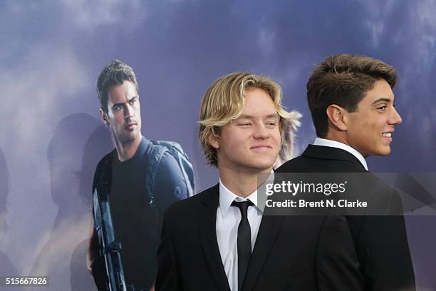 Internet personalities Joshua Holz and Daniel Lara attend the premiere of "Allegiant" held at the AMC Loews Lincoln Square 13 theater on March 14,...