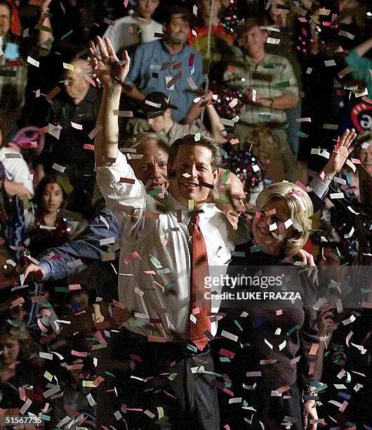 Democratic presidential candidate and US Vice President Al Gore , his wife Tipper, and his running mate US Senator Joe Lieberman appear at a rally in...
