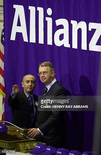 Dr. Henning Schulte-Noelle , Chairman of the Board of Management of Allianz GP, the German financial service provider, listens to New York Stock...