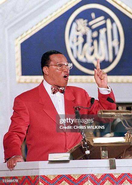 Nation of Islam leader Louis Farrakhan addresses followers in a Chicago mosque 17 Jaunary, declaring his innocence in the assassination of Malcolm X....