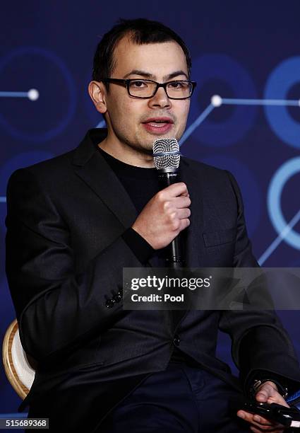 Demis Hassabis, co-founder of Google's artificial intelligence startup DeepMind. Speaks during a press conference after finishing the final match of...