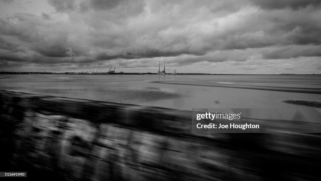 Dublin Bay from the moving Dart train