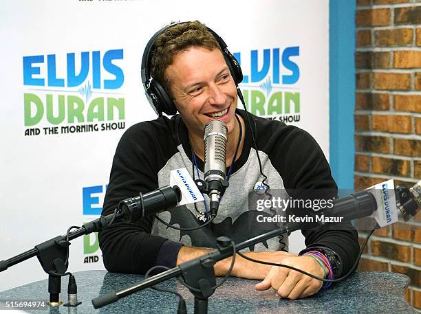 Chris Martin visits "The Elvis Duran Z100 Morning Show" at Z100 Studio on March 15, 2016 in New York City.