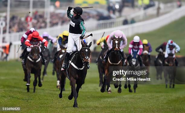 Nico de Boinville and Altior win the Sky Bet Supreme Novices' Hurdle at Cheltenham Racecourse on March 15, 2016 in Cheltenham, England.