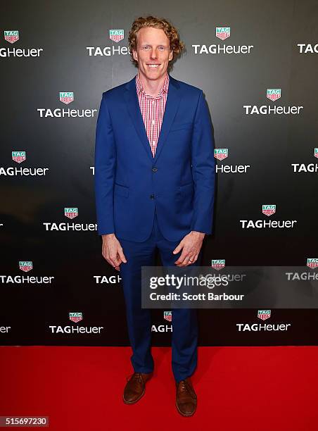 Steve Hooker poses at the TAG Heuer Grand Prix Party at Luminare on March 15, 2016 in Melbourne, Australia. The party was held to celebrate the new...