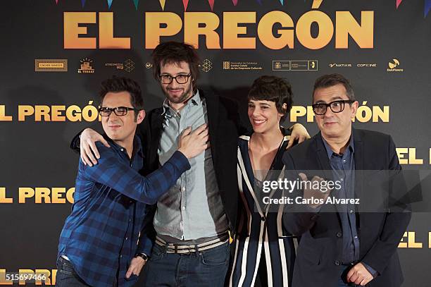 Spanish actor Berto Romero, director Dani de la Orden, actress Belen Cuesta and actor Andreu Buenafuente attend "El Pregon" photocall at the ME Hotel...