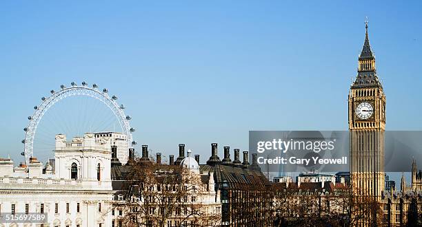 london city skyline by westminster - millennium wheel stock pictures, royalty-free photos & images