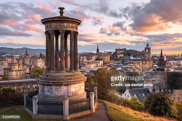 monument, edinburgh, calton hill, scotland - calton hill stock pictures, royalty-free photos & images