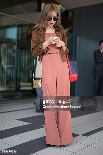 Nanako Momosaka attends the Hanae Mori Manuscrit show during Tokyo Fashion WeekÊon March 15, 2016 in Tokyo, Japan.Ê