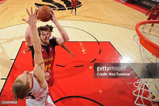 Shayne Whittington of the Fort Wayne Mad Ants drives to the basket against the Toronto Raptors 905 during the NBA D-League game on March 14 at the...