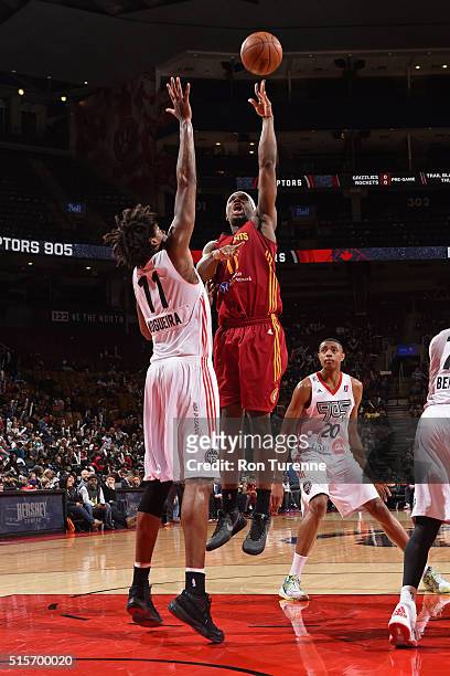 Fair of the Fort Wayne Mad Ants shoots the ball against the Toronto Raptors 905 during the NBA D-League game on March 14 at the Air Canada Centre in...