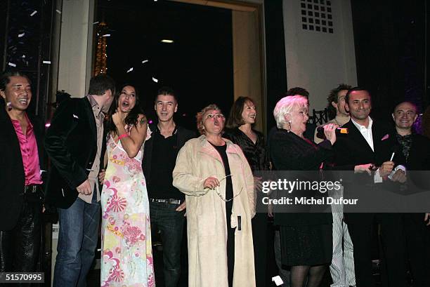 Kenzo, Garou, Zazie, Etienne Daho, Nathalie Bayle, Line Reanud, and Pascal Houzelot attend the launch of Pink TV, the first channel in France...