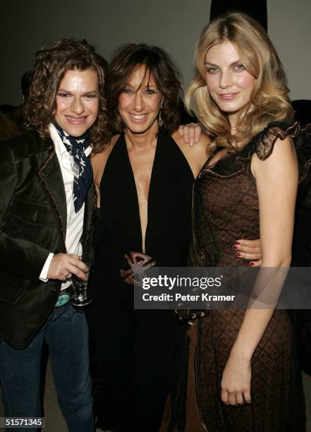 Actress Sandra Bernhard, fashion designer Donna Karan and model Angela Lindvall attend the celebration of 20 years of the Donna Karan brand on...