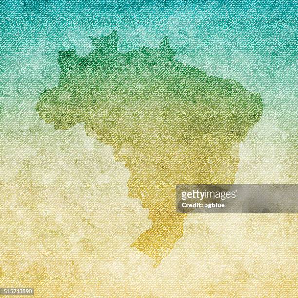 brazil map on grunge canvas background - burlap sack stock illustrations