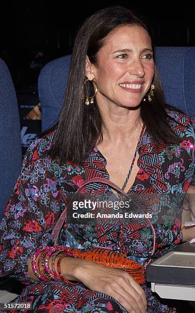 Actress Mimi Rogers attends the Enyce/Lady Enyce Spring 2005 show at the Mercedes-Benz Fashion Week at Smashbox Studios in Culver City, California.
