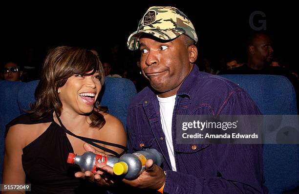 Actress Tisha Campbell and actor David Alan Grier attend the Enyce/Lady Enyce Spring 2005 show at the Mercedes-Benz Fashion Week at Smashbox Studios...