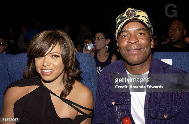 Actress Tisha Campbell and actor David Alan Grier attend the Enyce/Lady Enyce Spring 2005 show at the Mercedes-Benz Fashion Week at Smashbox Studios...