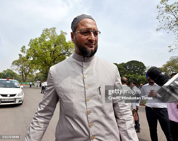 President Asaduddin Owaisi during the Parliament Budget Session on March 15, 2016 in New Delhi, India. The Lok Sabha discussed The Real Estate...