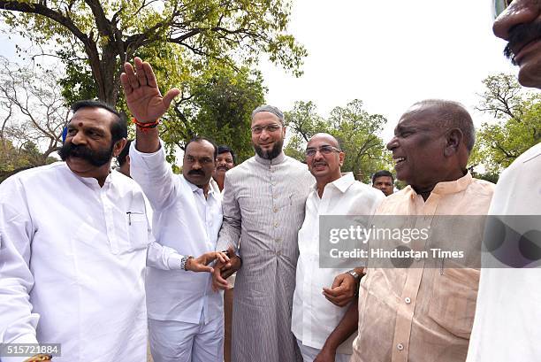 President Asaduddin Owaisi during the Parliament Budget Session on March 15, 2016 in New Delhi, India. The Lok Sabha discussed The Real Estate...