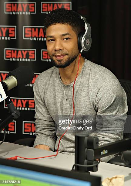 Actor Jussie Smollett visits 'Sway in the Morning' with Sway Calloway on Eminem's Shade 45 at the SiriusXM Studios on March 15, 2016 in New York City.