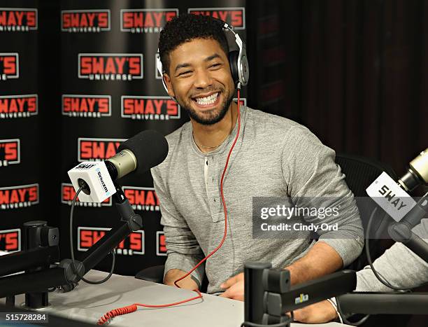 Actor Jussie Smollett visits 'Sway in the Morning' with Sway Calloway on Eminem's Shade 45 at the SiriusXM Studios on March 15, 2016 in New York City.