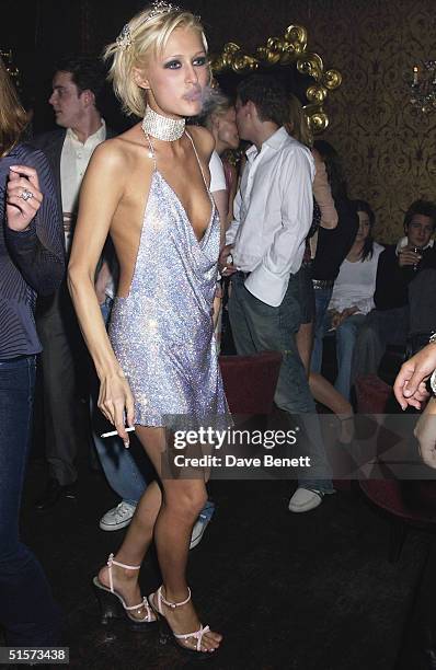 Paris Hilton celebrates her 21st Birthday Party at the Stork Rooms in Swallow Street on May 3, 2002 in London.