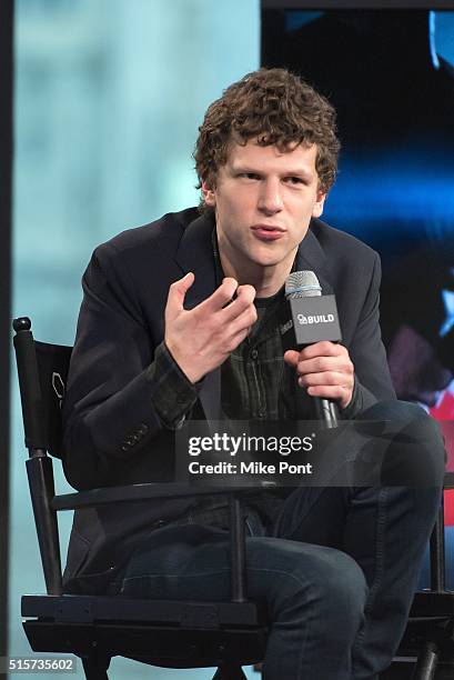 Actor Jesse Eisenberg attends the AOL Build Speaker Series to discuss the movie "Batman v Superman: Dawn of Justice" at AOL Studios In New York on...