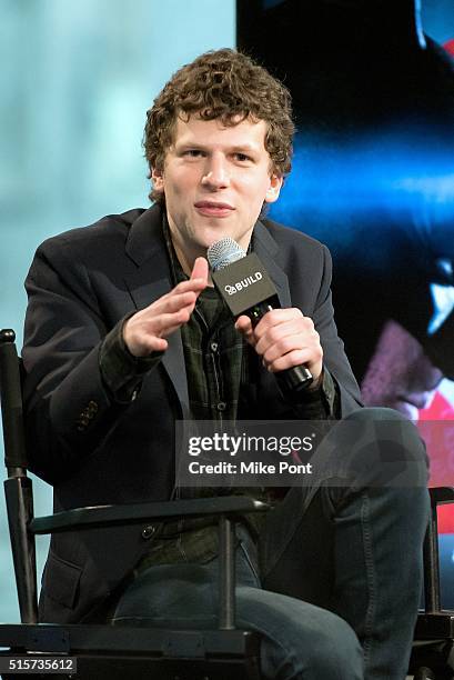 Actor Jesse Eisenberg attends the AOL Build Speaker Series to discuss the movie "Batman v Superman: Dawn of Justice" at AOL Studios In New York on...