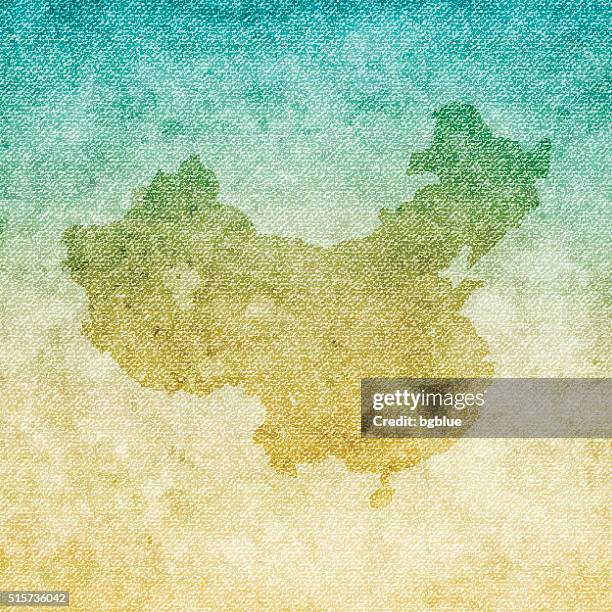 china map on grunge canvas background - canvas bag stock illustrations