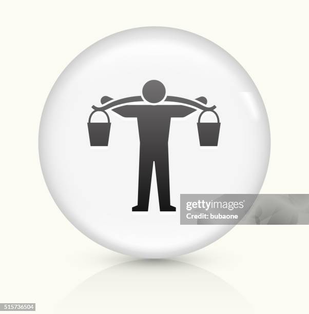 carrying buckets icon on white round vector button - third world stock illustrations