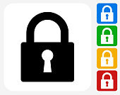 Security Lock Icon Flat Graphic Design