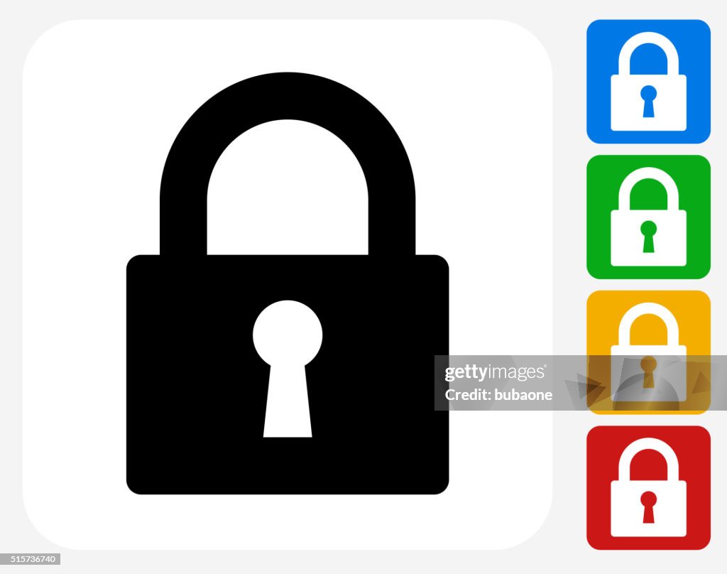 Security Lock Icon Flat Graphic Design