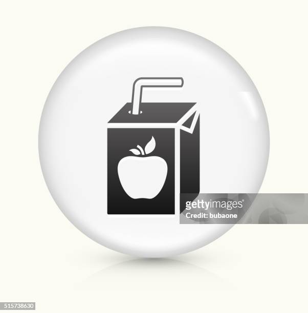 bildbanksillustrationer, clip art samt tecknat material och ikoner med apple juice box icon on white round vector button - juice box