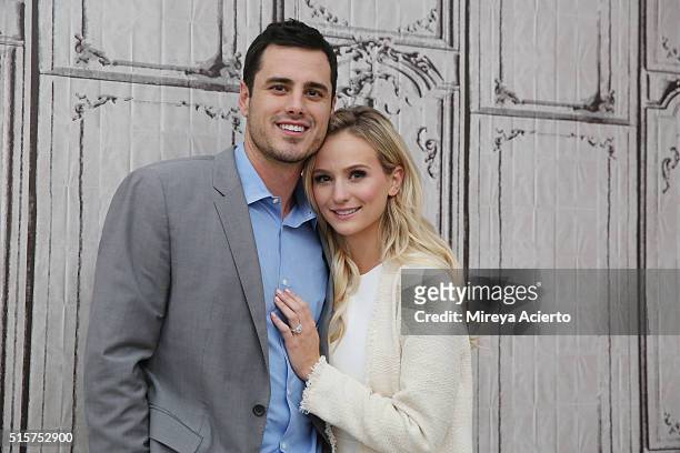 Ben Higgins and Lauren Bushnell discuss "The Bachelor" at AOL Studios in New York on March 15, 2016 in New York City.