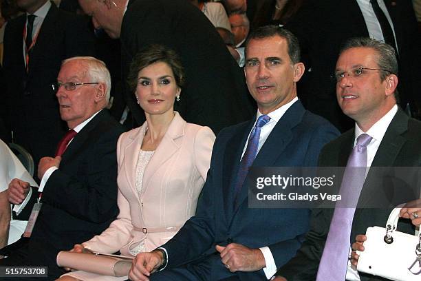 Victor Garcia de la Concha, Queen Letizia of Spain , King Felipe VI of Spain and Governor of Puerto Rico Alejandro Garcia Padilla during the...