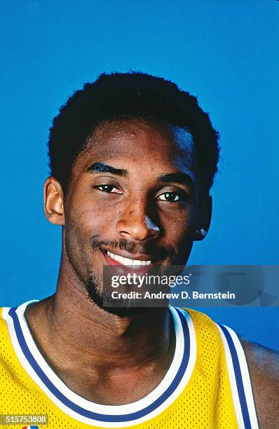 Kobe Bryant of the Los Angeles Lakers poses for a portrait during media day on October 1, 1997 at the Great Western Forum in Inglewood, California....