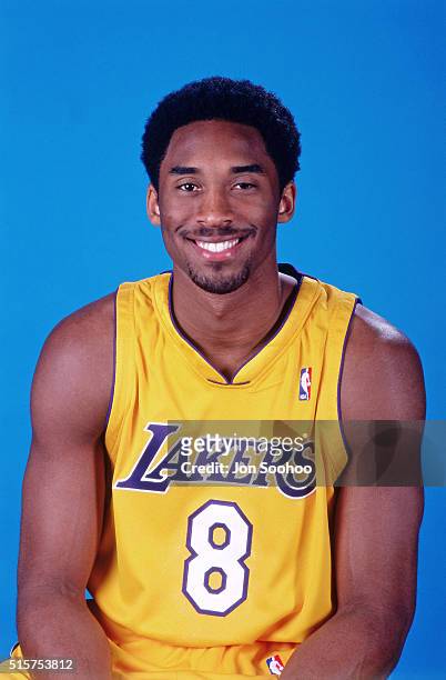 Kobe Bryant of the Los Angeles Lakers poses for a portrait during media day on October 4, 1999 at the Great Western Forum in Inglewood, California....