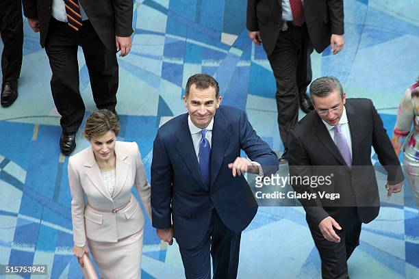 King Felipe VI of Spain and Queen Letizia of Spain and Governor of Puerto Rico Alejandro Garcia Padilla arrive to the Inauguration of VII Congreso...