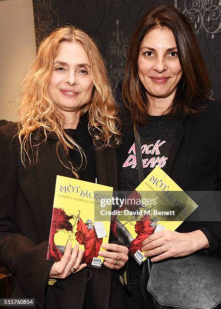 Maryam d'Abo and Gina Bellman attend the press night performance of "Not Moses" at The Arts Theatre on March 15, 2016 in London, England.