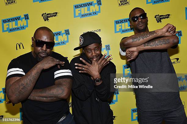 Recording artists Sleepy Brown, Ray Murray and Rico Wade of Organized Noize attend the screening of "The Art of Organized Noize" during the 2016 SXSW...