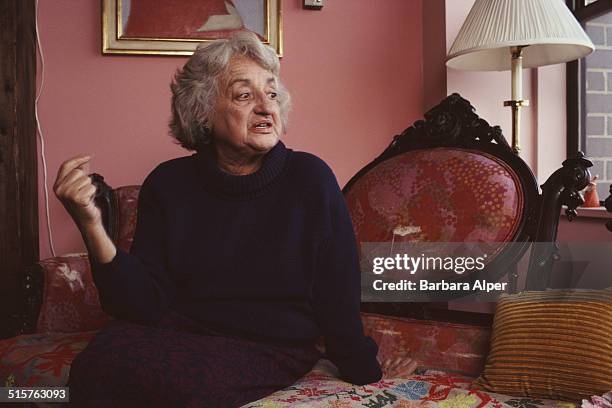 American writer and feminist Betty Friedan at her apartment in New York City, 5th November 1990.