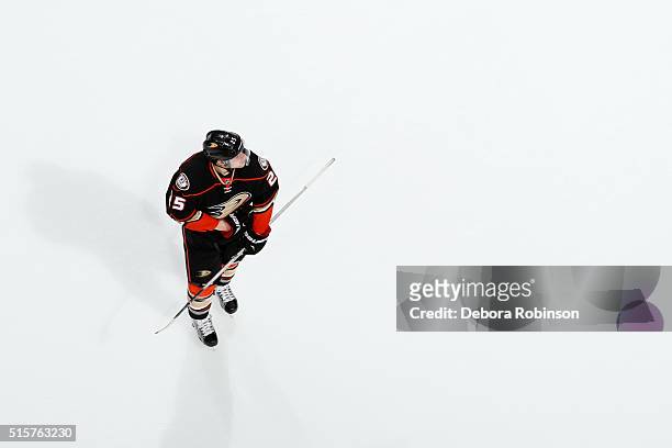Mike Santorelli of the Anaheim Ducks skates during the game against the Montreal Canadiens on March 2, 2016 at Honda Center in Anaheim, California.
