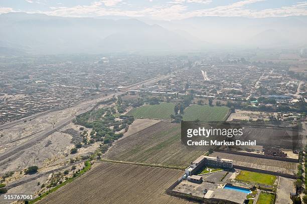 arial view of the city of nazca, peru - arial desert stock pictures, royalty-free photos & images