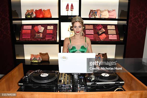 Harley Viera-Newton attend the Dolce & Gabbana pyjama party at 5th Avenue Boutique on March 15, 2016 in New York City.