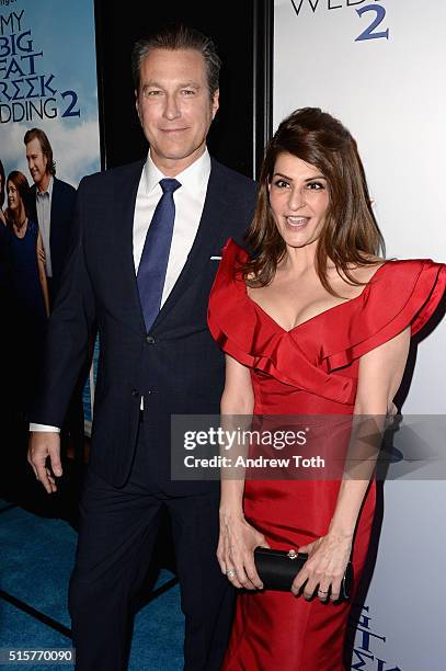 John Corbett and Nia Vardalos attend the "My Big Fat Greek Wedding 2" New York premiere at AMC Loews Lincoln Square 13 theater on March 15, 2016 in...