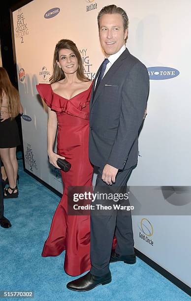 Actress and writer Nia Vardalos and actor John Corbett attend "My Big Fat Greek Wedding 2" New York Premiere at AMC Loews Lincoln Square 13 theater...