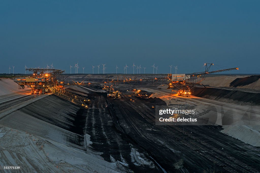 Opencast mining at dusk