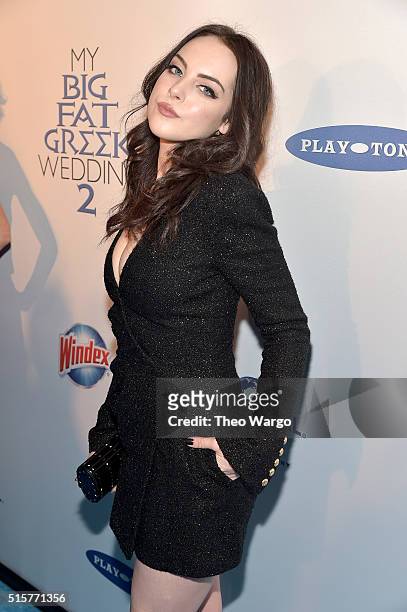 Actress Elizabeth Gillies attends "My Big Fat Greek Wedding 2" New York Premiere at AMC Loews Lincoln Square 13 theater on March 15, 2016 in New York...