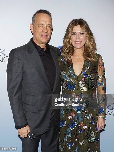 Actor/producer Tom Hanks and actress Rita Wilson attend the "My Big Fat Greek Wedding 2" New York premiere at AMC Loews Lincoln Square 13 theater on...